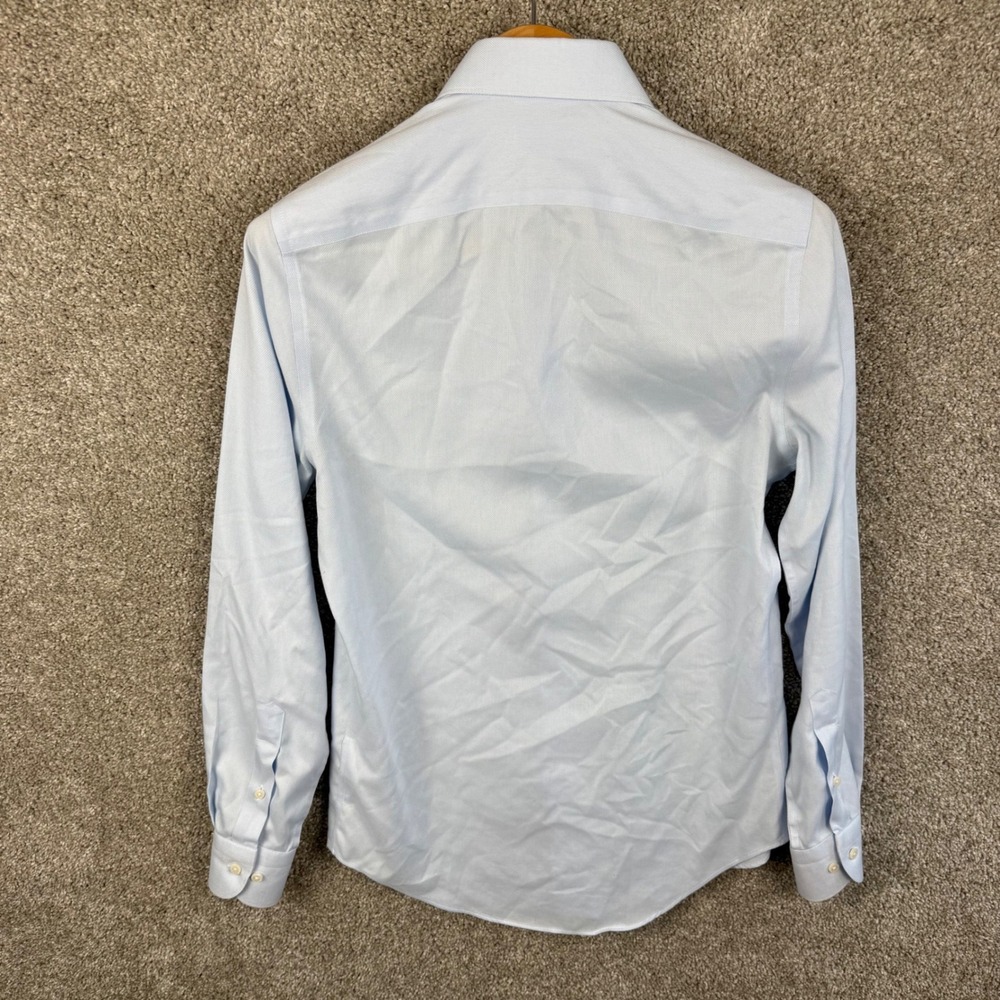 Suitsupply Traveller Mens 14 36 Dress Shirt Slim Fit Blue Textured Long Sleeve - Picture 3 of 6